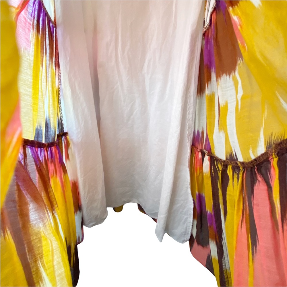 Milly of New York Watercolor Ikat Tiered Ruffle Silk Broomstick Sundress… - Picture 6 of 15